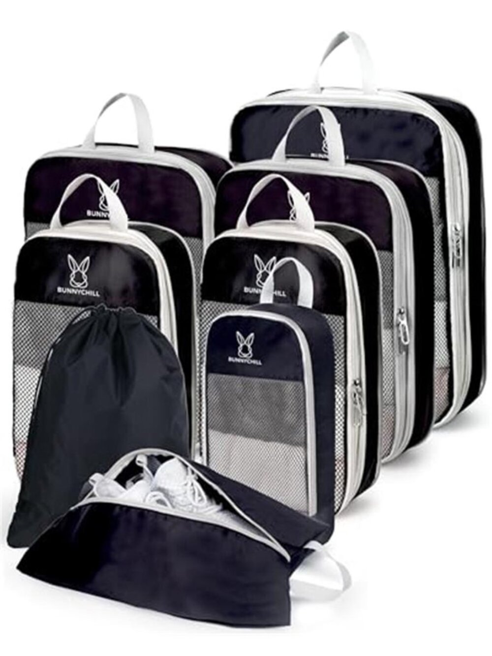 Compression Packing Cubes 6 Piece Travel Luggage Organizer Bags Expandable Set